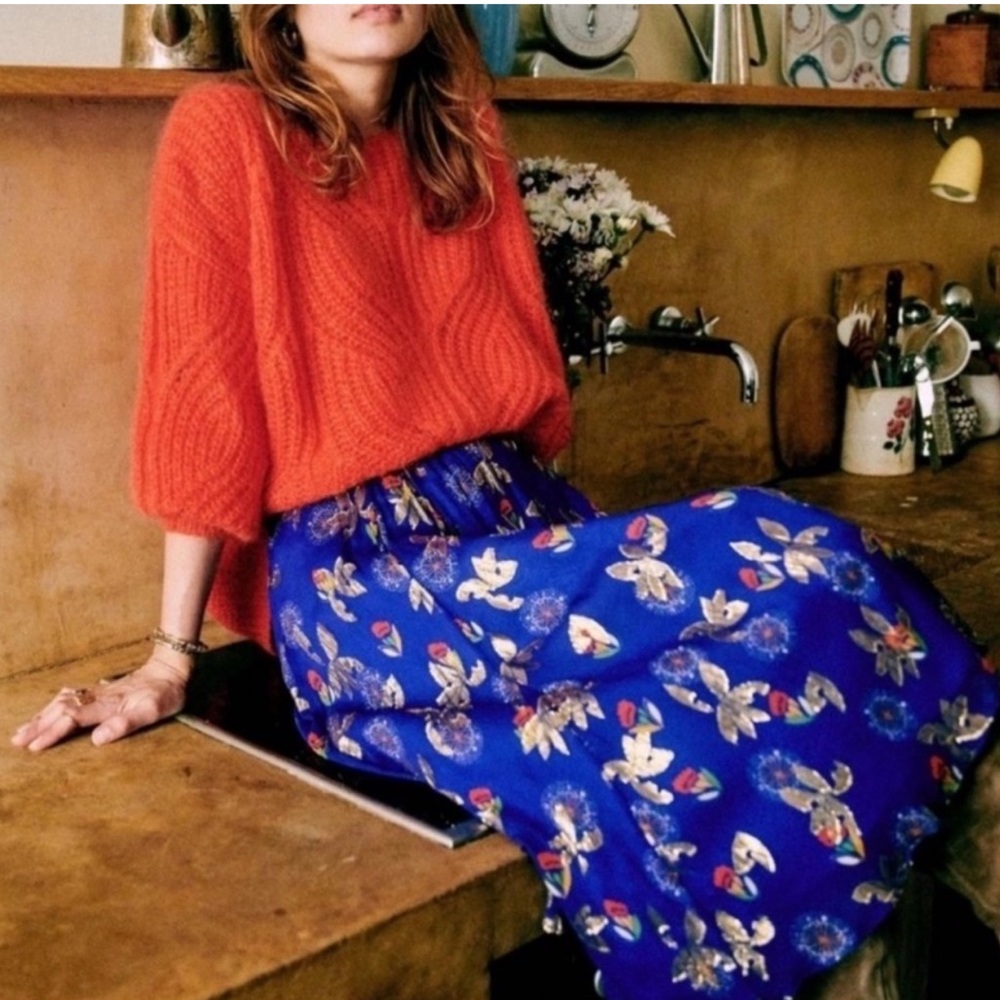 Sezane Maria Skirt, Blue and Gold
